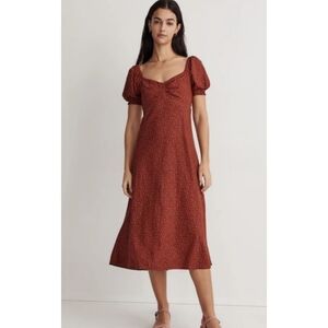 Madewell Women's Elisse Floral Sweetheart Puff Sleeve Midi Dress